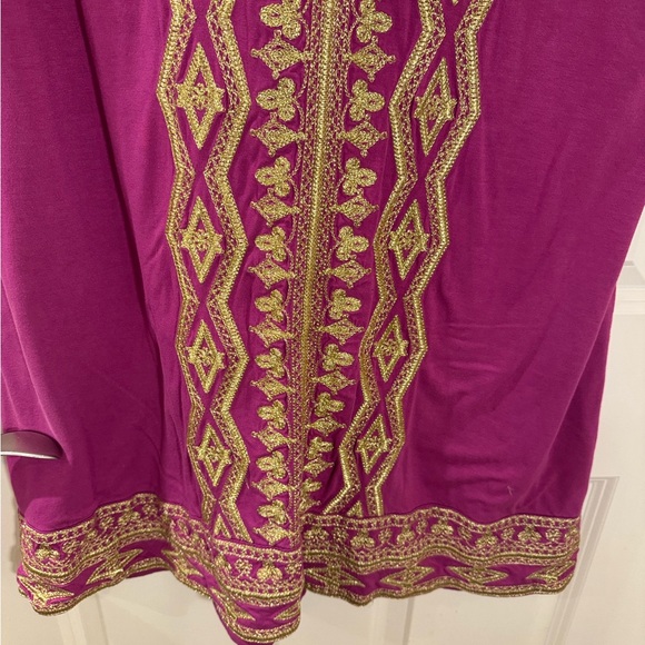 INC International Concepts Cotton Magenta dress with Gold Embroidery size 1x - Picture 4 of 6